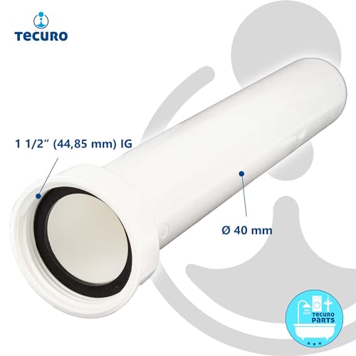 tecuro Tauchrohr für Spülensiphon, Anschluss 1 1/2 Zoll ÜWM, 250 mm Länge, Ø 40 mm, kürzbar, Kunststoff weiß