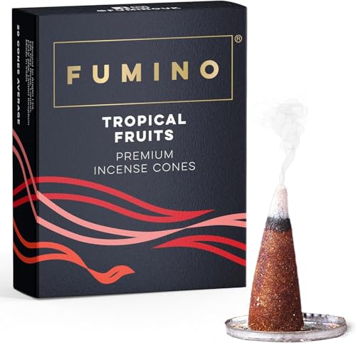 Fumino Cônes Encens Naturel Parfum Fruits Tropicaux - 15 Cônes Encens Frais Masala Agarbatti Joss Smoke - Fragrances pour Relaxation, Méditation, Détente...