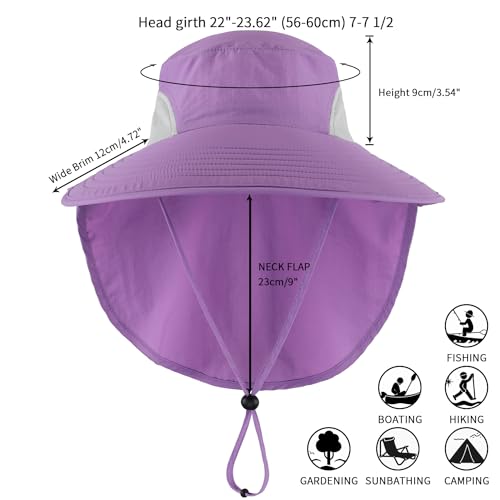 Image of Home Prefer Outdoor UPF50+ Sun Hat Wide Brim Mesh Fishing Hat with Neck Flap