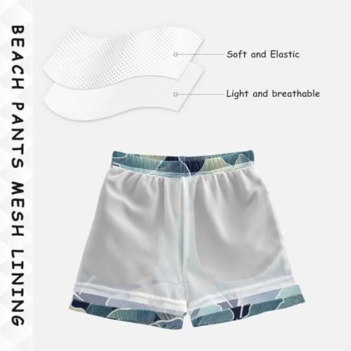 Maple Leaves Blue Pattern Boy Swim Shorts Boys Beach Board Shorts Quick Dry Elastic Lined Beachwear 2T4