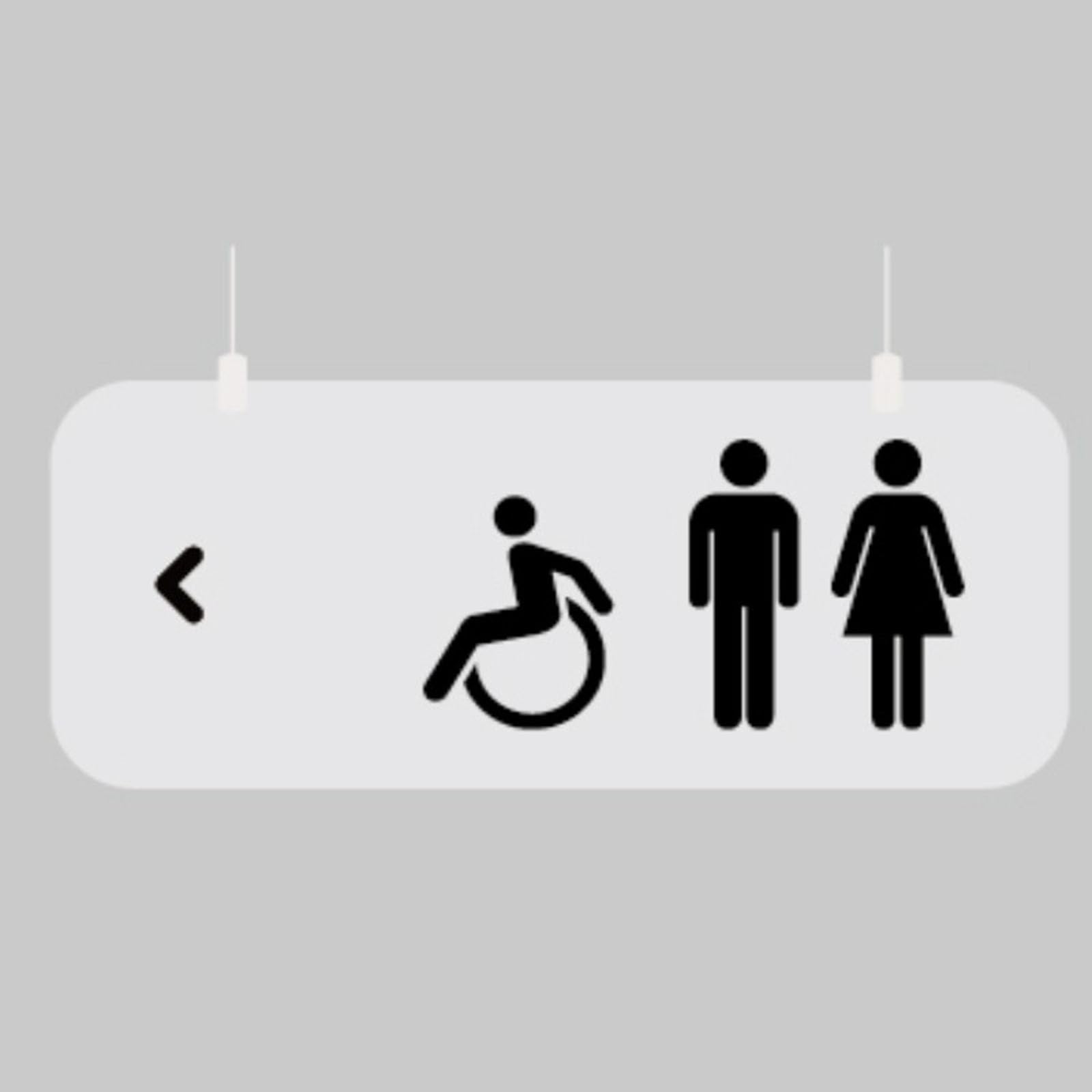 Letrero de baño colgante, acrílico transparente con cuerda para oficina, restaurante, instalaciones públicas
