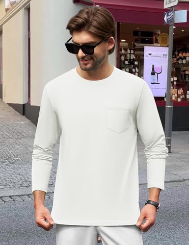 Cotrasen Men's Long Sleeve T-Shirts Cotton Casual T Shirts for Men Breathable Comfort Tee Shirts with Pocket3