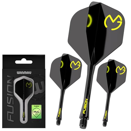 Image of Winmau Fusion No.2 Integrated Flight & Shaft System - Lightweight Replacement Set for Steel & Soft Tip Darts - 90-Degree Wing Design Sizes