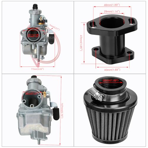 Image of FVRITO VM22 26mm Carb for Predator 212 Carburetor 212cc 196cc Coleman CT200U CT200U-EX BT200X KT196 Mini Bike Go Kart Baja Warrior MB200 6.5hp GX160 GX200 OHV Clone Engine Performance Parts Black