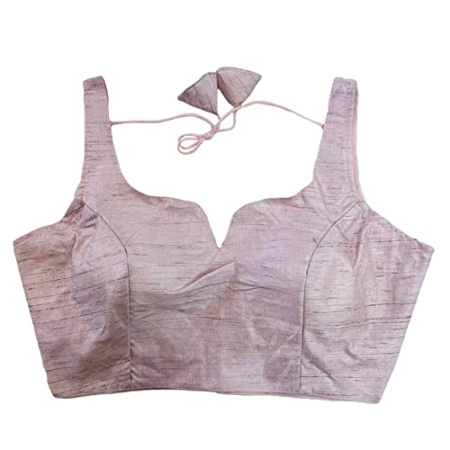 Image of Pujia Mills Women's Heavy Phantom Silk Bollywood Style Sleeveless Trendy Blouse(Veda)