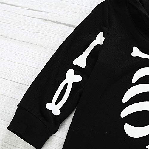 MODNTOGA Newborn Halloween Clothes Skeleton Baby Boys Girls Skull Skeleton Halloween Outfit Romper with Hat4