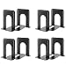 MaxGear Book Ends Universal Premium Bookends for Shelves, Non-Skid Bookend, Heavy Duty Metal Book End, Book Stopper for Books/Movies/CDs/Video Games, 6 x 4.6 x 6 in, Black (4 Pairs/8 Pieces, Large)