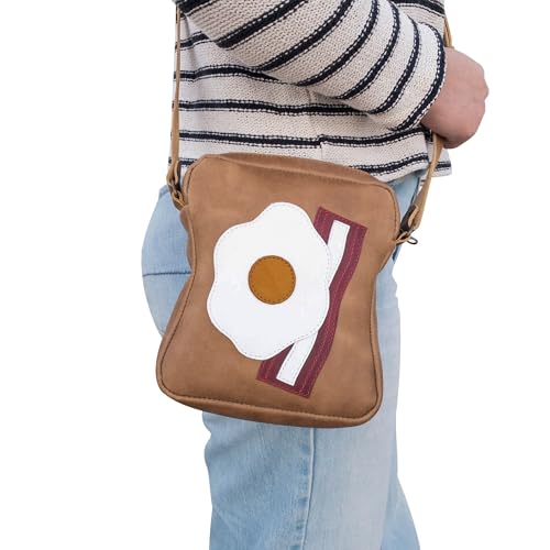 Egg, Bacon Sandwich-Shaped Shoulder Bag, Handbag, Crossbody Bag, Messenger Bag with Adjustable Strap, Full Grain Leather, Handmade, Single Malt Mahogany3