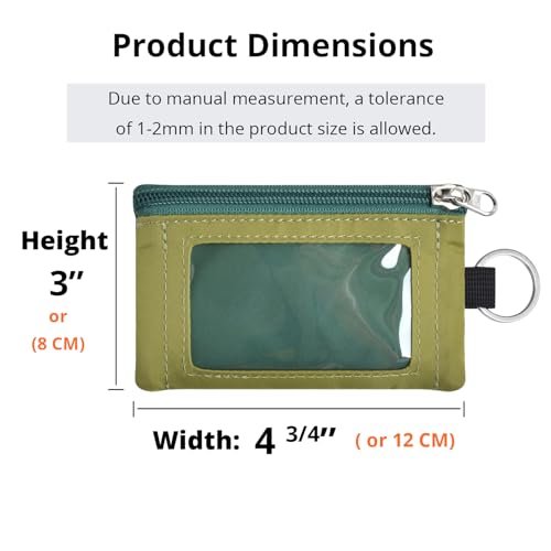 Image of RFID Blocking Travel Wallet with Adjustable Lanyard, Small Nylon Zipper Pouch and Badge Holder for ID, Credit Cards, Cash, Keys, Commuters (ForestGreen+OliveGreen)