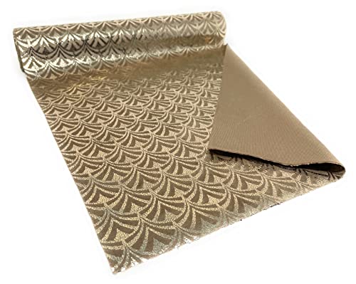 Moderno camino de mesa de 28 x 150 cm, mantel estrecho de terciopelo con impresión de lámina brillante (beige con impresión de lámina dorada) Cover