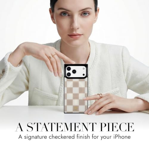 Image of COCOMII Rectangle for iPhone 18 Pro Max /17 Pro Max Case, Neutral Checkered