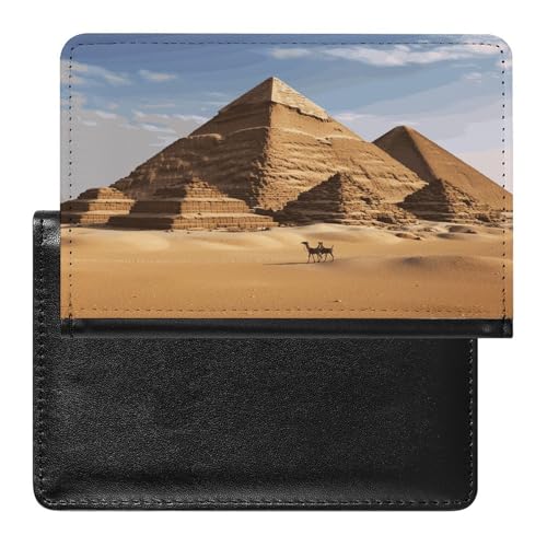 Portadocumentos de piel sintética con diseño de pirámide del antiguo Egipto para mujeres y hombres, cartera de viaje para pasaporte, funda impermeable para pasaporte, organizador de documentos de