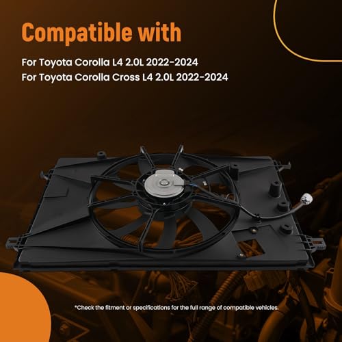 Image of maXpeedingrods Engine Radiator Cooling Fan Assembly for Toyota Corolla Cross L4 2.0L 2022-2024, for Toyota Corolla 2022-2024, 16361F2180 1636324120 TO3115219