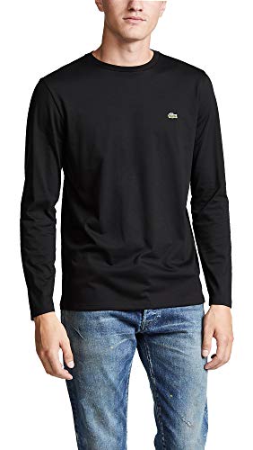 Lacoste mens Long Sleeve Jersey Pima Regular Fit Crewneck T-shirt T Shirt, Black, Large US