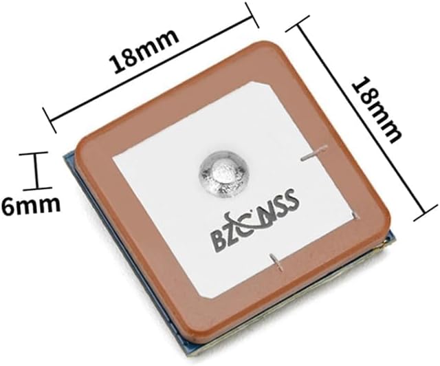 Top view of BZ-181 GPS module with 18mm x 18mm dimensions