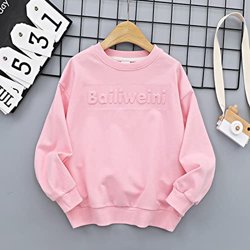 Kids Solid Sweatshirt Pullover Toddler Boy Girl Long Sleeve Crewneck Tops Children Casual Sweater (Red, 7-8 Years)2