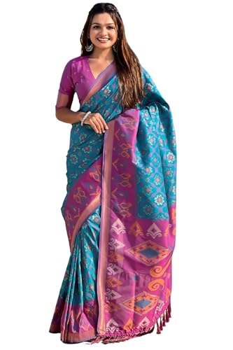 SGF11 Women's Kanjivaram Patola Soft Pure Silk Sarees With Unstitched Blouse Piece product image 6