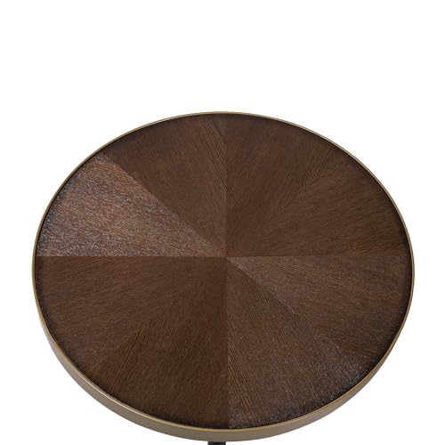 Tavolino Nero Effetto Legno Base Dorato Soggiorno Stile Moderno - 5