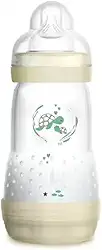MAM Baby 1 Mamadeira Easy Start 260ml Anticólica e Menos Bolhas de Ar, para Crianças 2+ Meses Autoesterilizável e com Bico de Silicone Skinsoft, Neutra