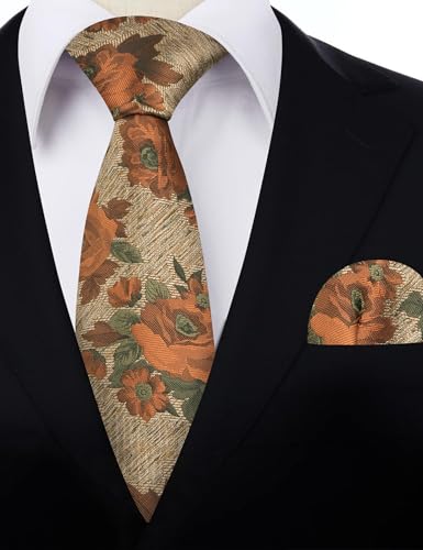 Image of Alizeal Mens 3.15'' Colorful Flower Pattern and handkerchief Necktie Set