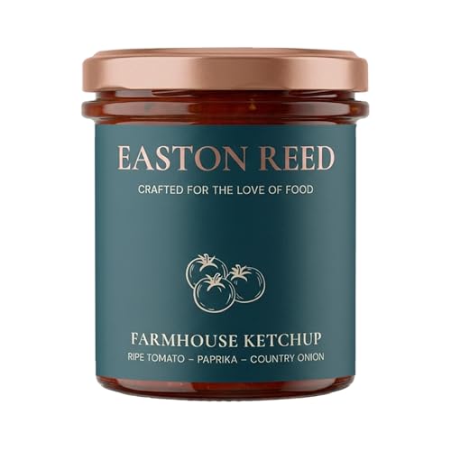 Easton Reed Farmhouse Ketchup – Prodotto artigianalmente in Germania – Ketchup a pezzi con peperoni e cipolle – 280ml – Salsa barbecue gourmet rustica – Senza aromi artificiali