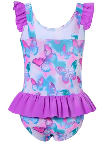 Image of Vieille Toddler Little Girls One Piece Swimsuits Ruffles Bathing Suits Mermaid Dinosaur Swimwear 2-7T