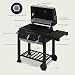 WOLTU Holzkohlegrill mit Deckel, große Grillfläche, variable Kohlewanne, Smoker Grill BBQ mit Grillrost, Thermometer, Grillwagen für Camping, 117 x 107 x 71 cm, Schwarz