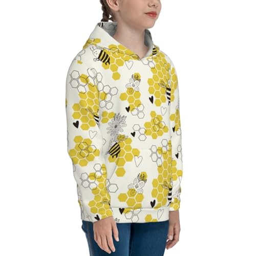 Heart Shaped Honeycomb Kids Pullover Hoodies Boys Sweatshirts Girls Athletic Clothes with Pocket3
