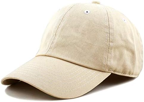 The Hat Depot Unisex Blank Washed Low Profile Cotton and Denim Baseball Cap Hat (Beige)