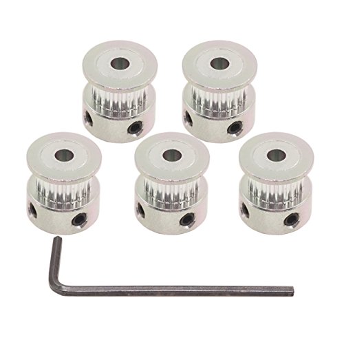 WINSINN GT2 Timing Belt Pulley 20 Teeth, 4mm Bore, for 6mm Width Belt - Ideal for 3D Printers, CNC Machines, Robotics (5-Pack)