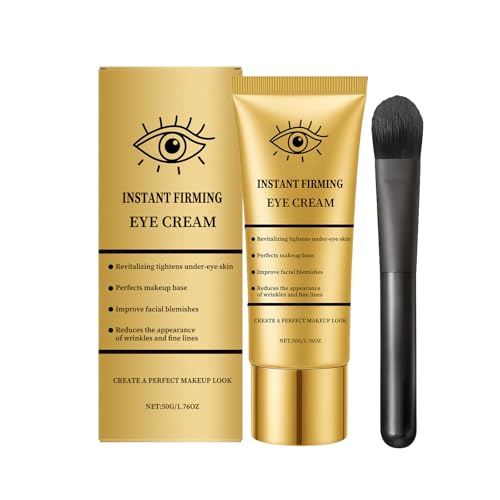 Aeviani Revitalizing Gold Eye Cream for Smooth Skin, Firming Formula with Collagen & Hyaluronic Acid, Includes Applicator Brush for All Skin Types, Helps Minimize Fine Lines, 1.76oz/50g