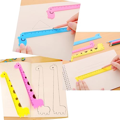 JZK Niedliches Tier-Lineal, 15 cm, Kunststoff, Giraffen-Lineal, gerades Lineal, Kawaii-Lineal für Kinder, Partygeschenke, Partytütenfüller für Jungen und Mädchen, 20 Stück