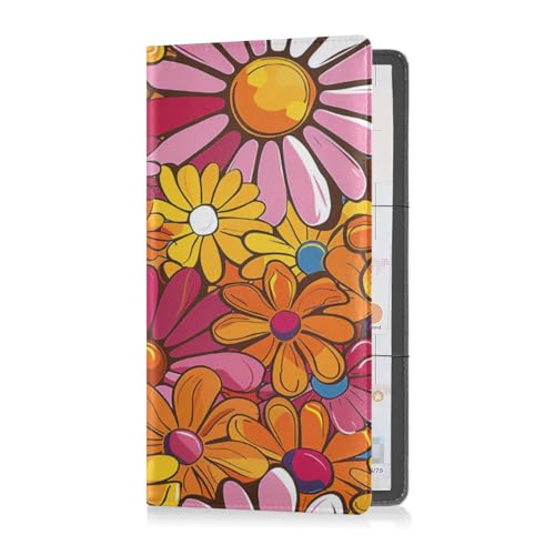 Custodia per libretto e assicurazione da da auto pelle Uomini Donne Auto Truck Comparment Accessori per Patente di Guida Carte & Documenti Essenziali Motivo Floreale Colorato Fiori Groovy