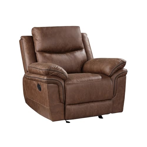 New Classic Furniture Ryland Polyester Manual Glider Recliner, Brown