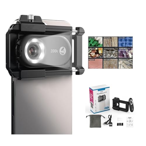 DALYANGDA 200X Phone Microscope Lens with CPL Filter & LED Light Anti-Glare Pocket Macro Camera Attachment for iPhone & Android Ideal for Coin Collecting Jewelry Appraisal & STEM