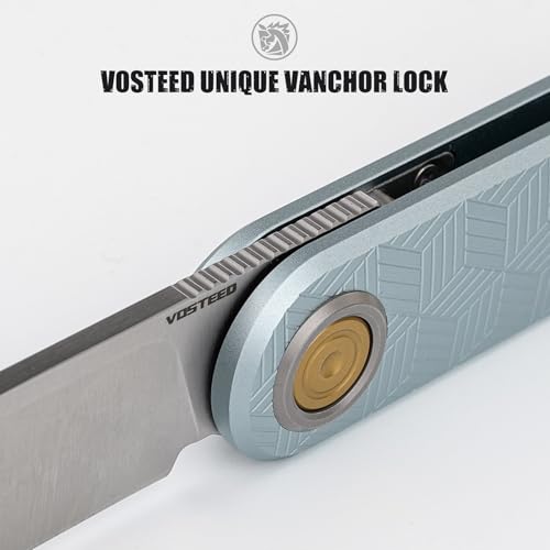 Image of Vosteed Corgi V EDC Pocket Knife - 2.36 inch 14C28N Satin Blade - Patented Vanchor Lock, Macaron Blue Aluminum Handle - Camping, Surviving Knives - A3725