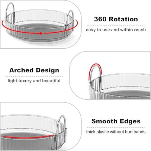 Image of 360 Rotating Makeup Organizer for Dressing Table, Cosmetic & Skincare Organizer Shelf with Drawers, Perfume & Lipstick Holder Stand, Beauty Vanity Organiser Box (Pearl Grey, 2 Layer)