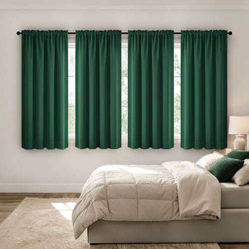 Image of MIULEE Hunter Green Blackout Curtains 72 Inch Length for Bedroom 4 Panels