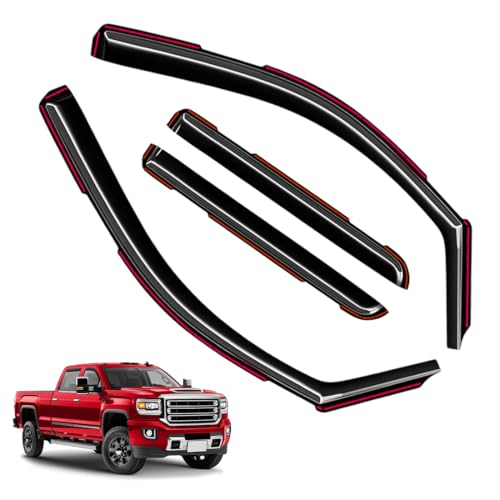 in-Channel Window Visors Rain Guards FIT Chevy Silverado/GMC Sierra 1500 Crew Cab 2014-2018,Silverado/Sierra 2500HD-3500HD Crew Cab 2015-2019 (2014-2019) – in-Channel Vent Visors