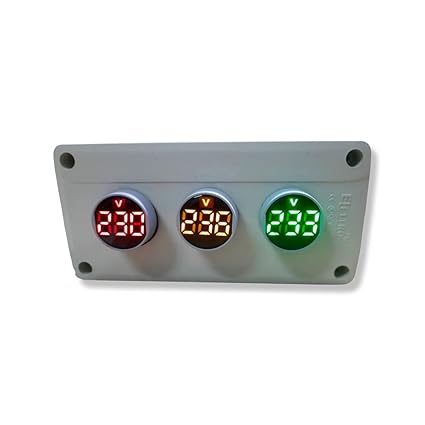 MICROTAIL 500V Round 0.1 Watt Digital Voltmeter Indicator with Container Box (Red, Yellow, Green), Corded Electric
