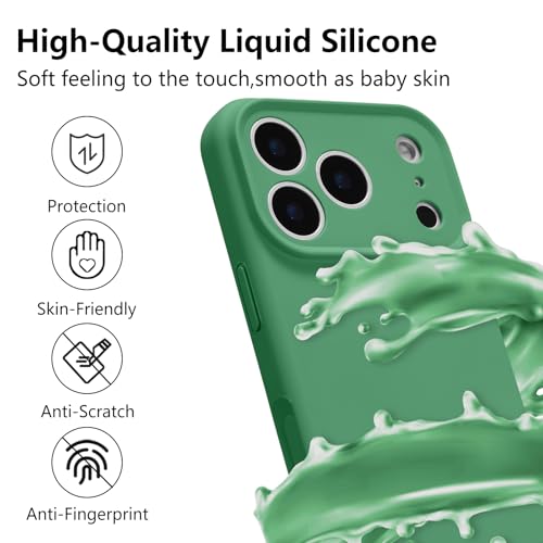 UCASONG for iPhone 17 Pro Case Silicone,with [Full Camera Protection][Soft Anti-Scratch Microfiber Lining],Liquid Silicone Ultra Slim Shockproof Phone Case for Men Women Girls-Green by UCASONG - Used condition - Image 2