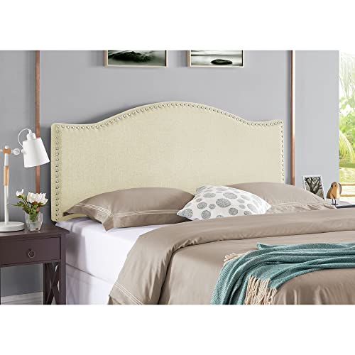 Catalina Headboards For Queen Size Bed, Upholstered Nail Head Bed Headboard, 12 Adjustable Positions Queen Headboard Only, Wall Mounted Headboard, Bed Backboard Linen Fabric Head Board - Cream #TOP1