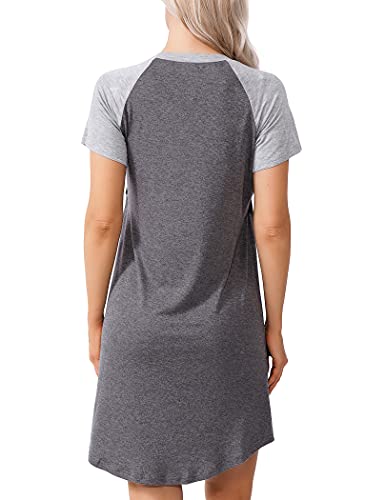 Women Sleepshirts 3 in 1 Labor/Maternity/Nursing Nightgown Short Sleeve Breastfeeding Sleep Dress XS-3XL4