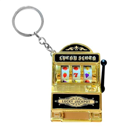 Llavero de máquina tragaperras – Llavero electrónico de fruta, herramienta de decoración de diseño retro para llaveros, mochilas, dorado, Siehe Beschreibung