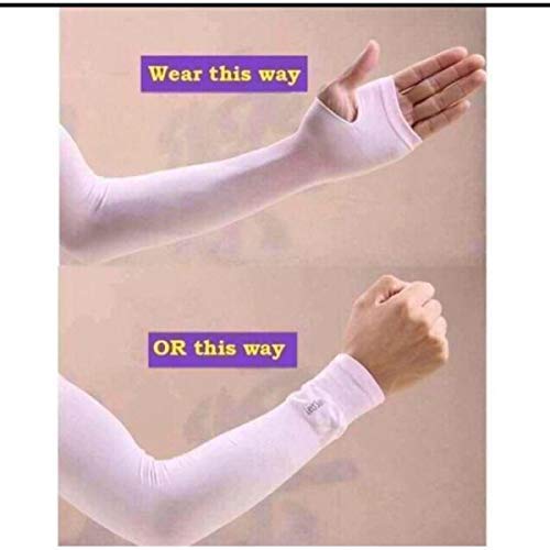 Gugzy Arm Sleeves UV Sun Protection Arm Cover Sleeves Cooling Long Sleeves Universal Fit for Men, Women, Bikers with Thumb Hole for Protection Against Sun, Dust & Pollution (2, Pink) 4