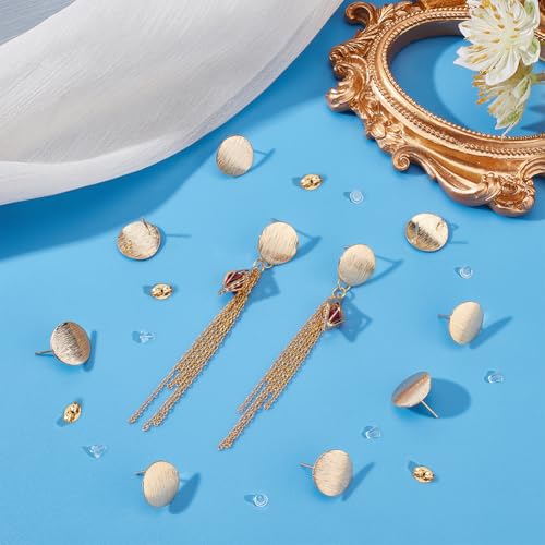 UNICRAFTALE 24Pcs Brass Ear Stud Findings with Loop 18K Gold Plated Stud Earring Findings Flat Round Ear Studs with 24Pcs Brass Ear Nuts 50Pcs Plastic Ear Nuts for DIY Earring Jewelry Making - Image 2