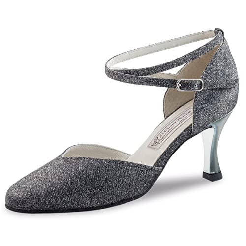 Werner Kern Ladies Dance Shoes Abby - Brocade Silber/Metallic - 6.5 cm [UK 5]