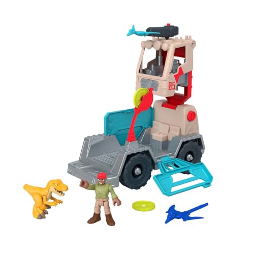 Fisher-Price Mattel Imaginext Jurassic World Trek ‘N Transform Toy Vehicle Play Set with Dinosaur, 3-inch Action Figure & Projectile Launcher with Projectiles