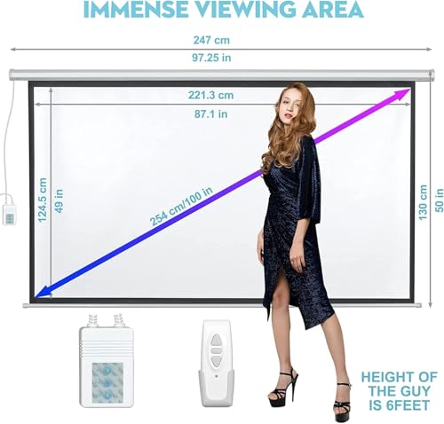 image for Motorized Projector Screen - DINAH 16:9 4K 3D HD 100 inch Electric Pro