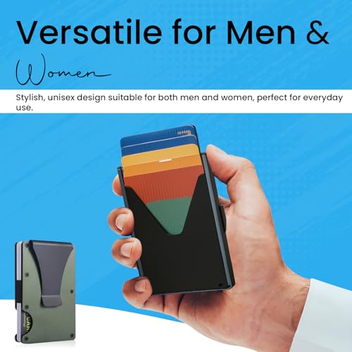 RFID-Blocking Wallet – Premium Aluminum Credit Card Holder with Pop-Up Case & Money Clip Wallet – Slim Minimalist Design – Secure RFID Wallet for Men & Women (Green)4
